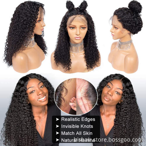 HD Lace Front Wig Human Hair 180% Density 13x4 Kinky Curly Curly Lace Front Wig Suitable for real women without glue